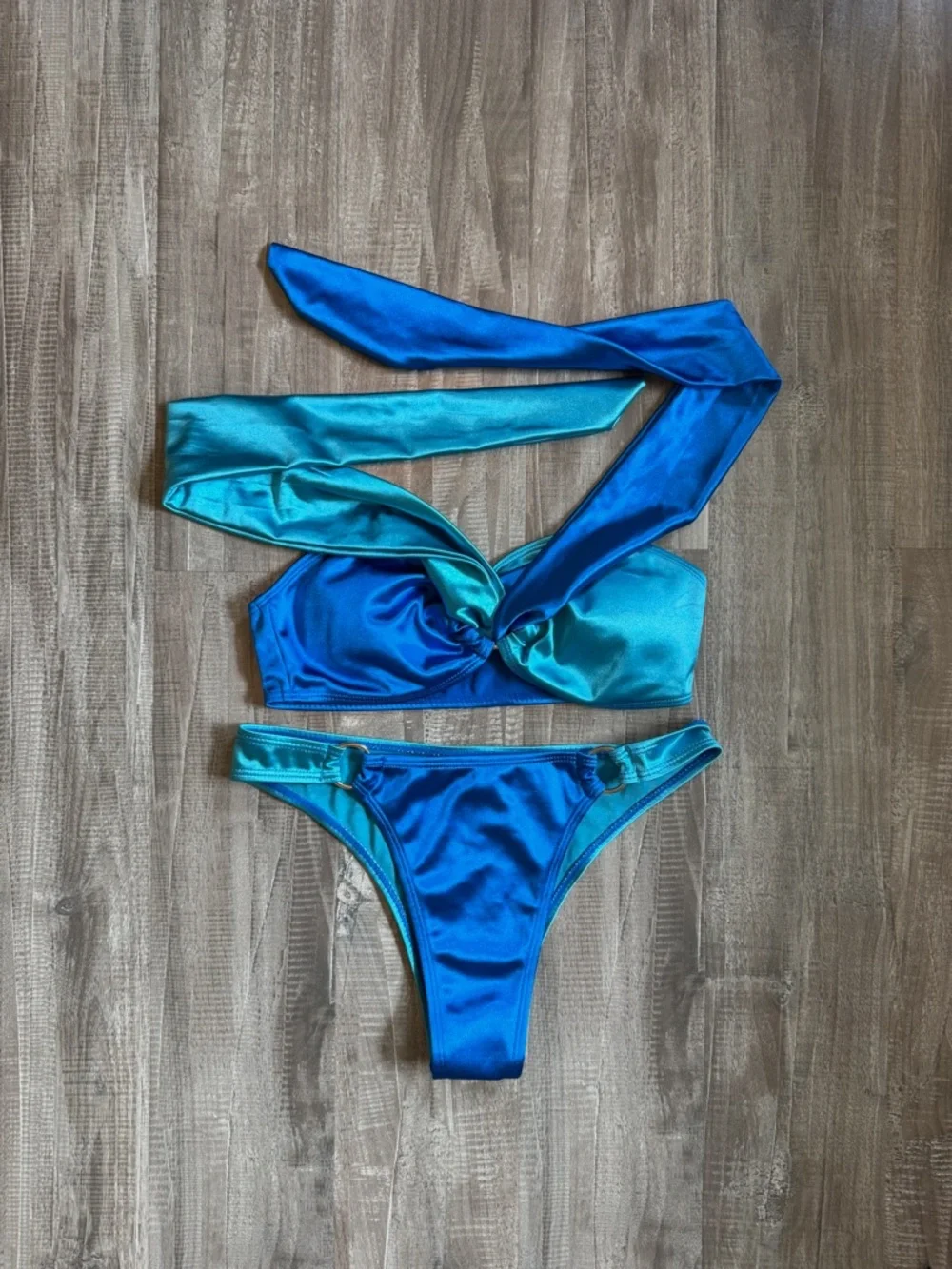 SHEIN Shiny Blue Teal Bikini Set